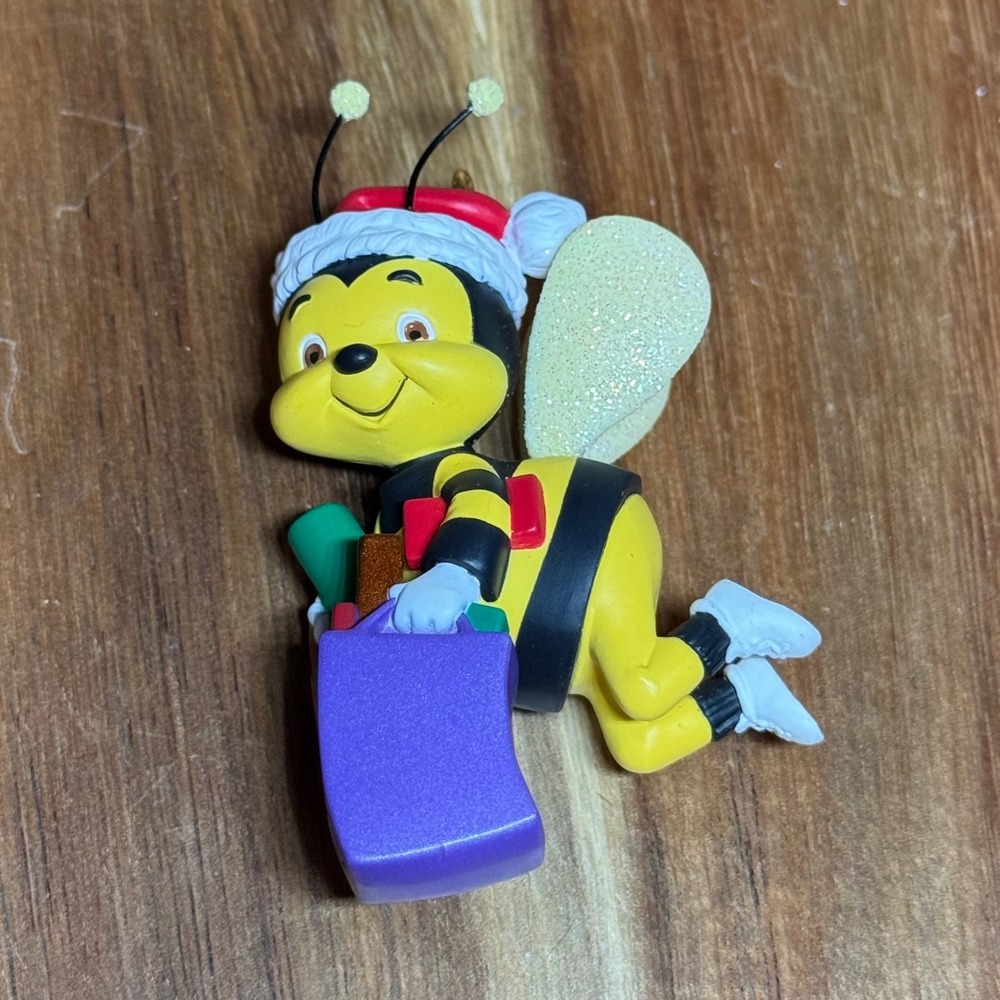 Hallmark Keepsake Ornament 2000 Christmas Bumblebee Santa Hat Shopping Bags